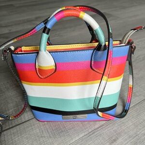 Liz Claiborne LC Carmen Mini Spectator Stripped Multicolor Crossbody Bag Purse